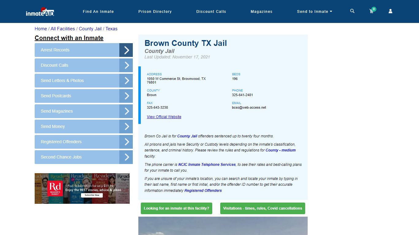 Brown County TX Jail - Inmate Locator - Brownwood, TX